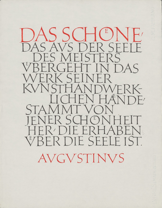 Friedrich Poppl, Augustinus, Das Schöne…, 1965. Akademie der Künste, Berlin, Berliner Sammlung Kalligraphie, Poppl, Nr. 20. CC BY-NC-ND. Friedrich Poppl, Augustinus, Das Schöne…, 1965. Akademie der Künste, Berlin, Berliner Sammlung Kalligraphie, Poppl, Nr. 20. CC BY-NC-ND.