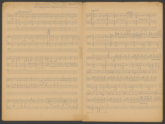 Ulrich Kessler, Ekstatischer Tanz für Marianne Vogelsang komponiert, handwritten music, no date. Akademie der Künste, Berlin, Ulrich Kessler Archive, no. 18_002 © F. Sargon.