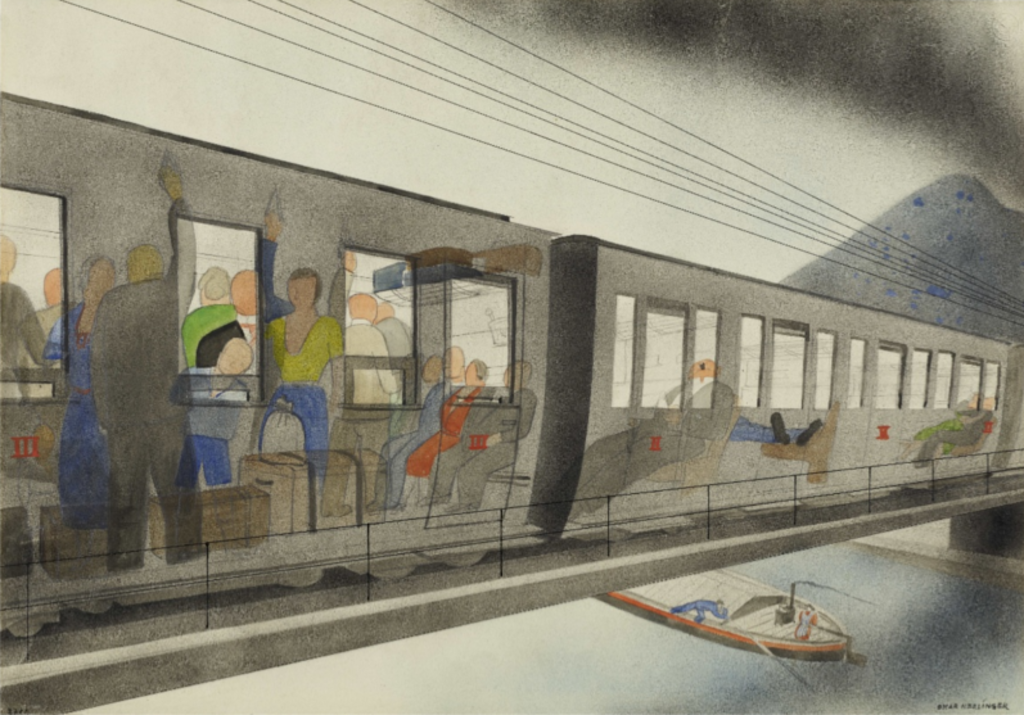 Oskar Nerlinger, 3. Klasse - 2. Klasse, Tempera und Spritztechnik über Bleistiftzeichnung, 1931. Akademie der Künste, Berlin, Kunstsammlung, Inventar-Nr. Nerlinger 2519. © S. Nerlinger. Rechte vorbehalten – Freier Zugang. Oskar Nerlinger, 3. Klasse - 2. Klasse, Tempera und Spritztechnik über Bleistiftzeichnung, 1931. Akademie der Künste, Berlin, Kunstsammlung, Inventar-Nr. Nerlinger 2519. © S. Nerlinger. Rechte vorbehalten – Freier Zugang.