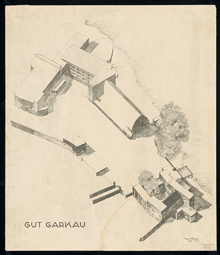 Hugo Häring, Scharbeutz (Ostholstein), Gut Garkau, Isometrie der Gesamtanlage, 1924. Akademie der Künste, Berlin, Hugo-Häring-Archiv, Nr. 1204, Bl. 18/7, © VG Bild-Kunst, Bonn 2022 Hugo Häring, Scharbeutz (Ostholstein), Gut Garkau, Isometrie der Gesamtanlage, 1924. Akademie der Künste, Berlin, Hugo-Häring-Archiv, Nr. 1204, Bl. 18/7, © VG Bild-Kunst, Bonn 2022